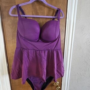 Torrid Purple One-Piece Swimsuit Demi Skater